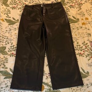 Tribal Women's Wide Leg Faux Leather Pants - Black